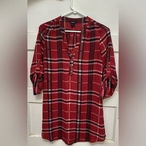 Plaid Red, Black, and White Dress